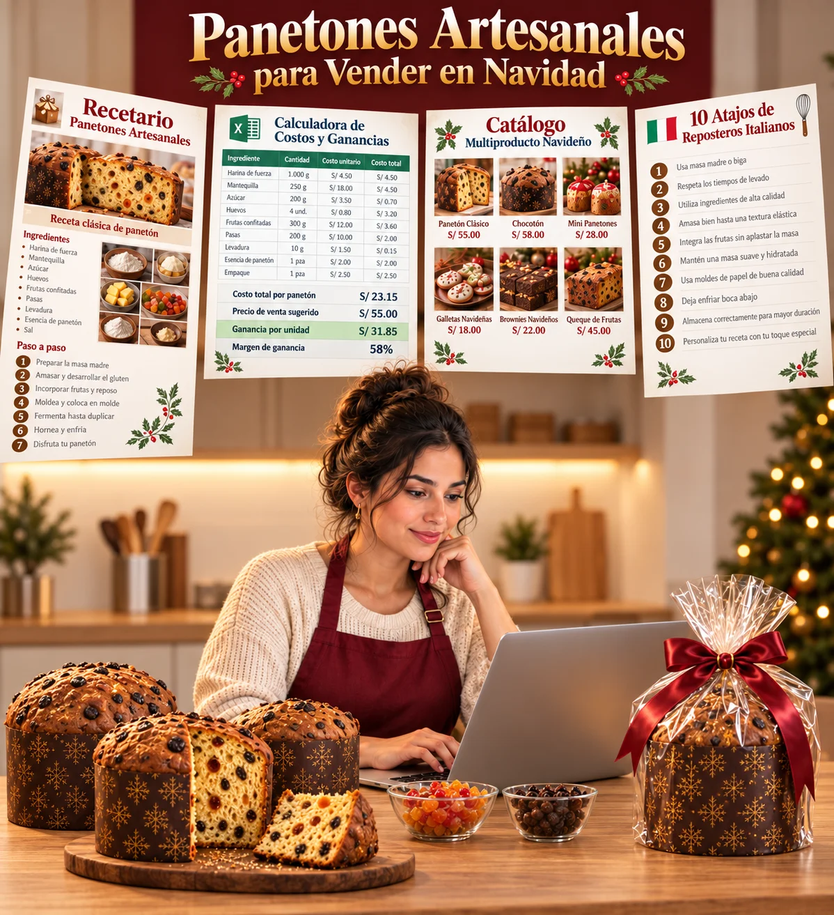 Panetones artesanales y recursos digitales para aprender a prepararlos y venderlos